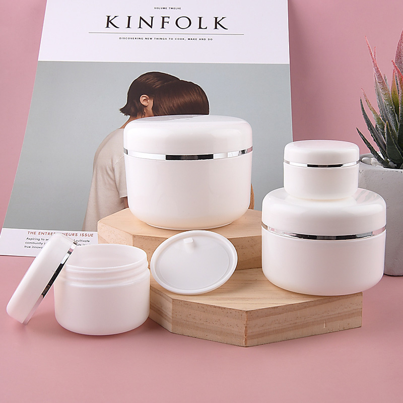 White Travel Face Cream container double wall pp jars cosmetic boxes for skincare
