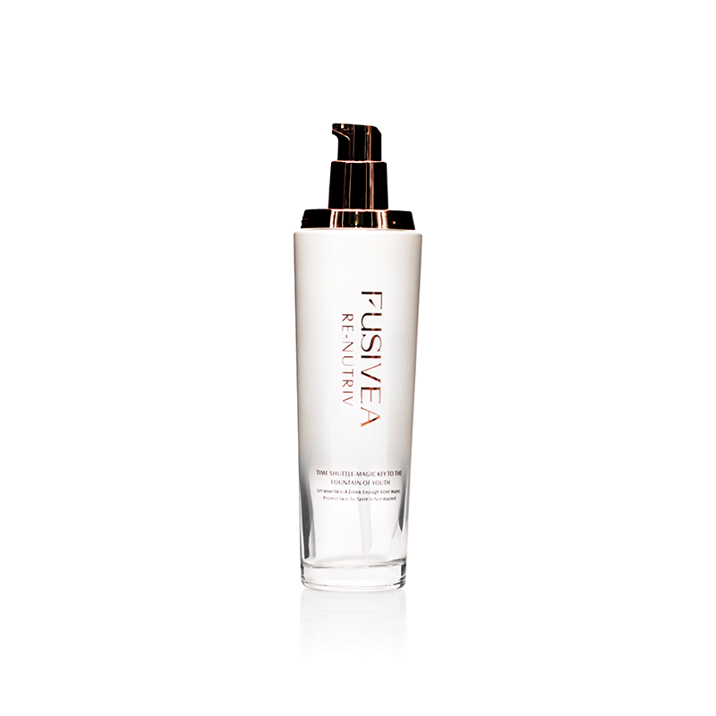 White and golden luxury cosmetic set glass cosmetic face serum bottle