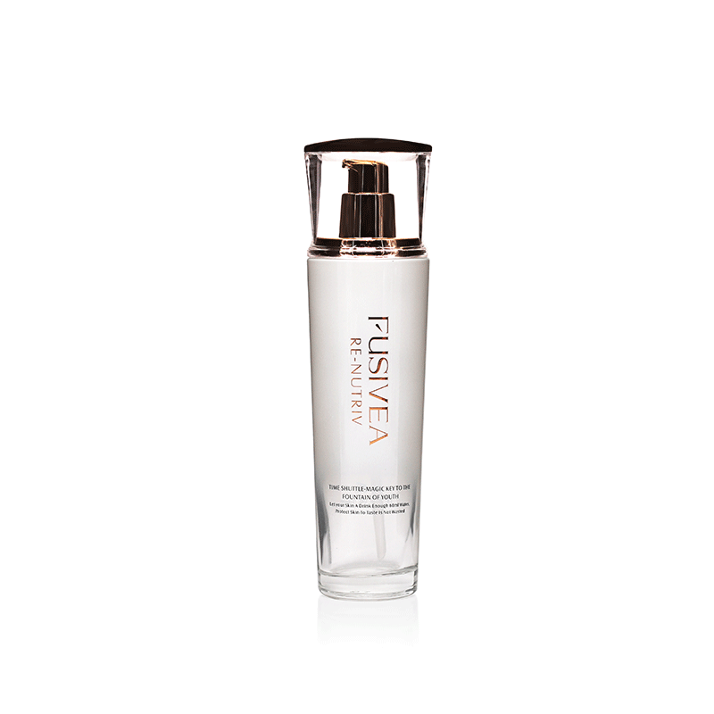 White and golden luxury cosmetic set glass cosmetic face serum bottle