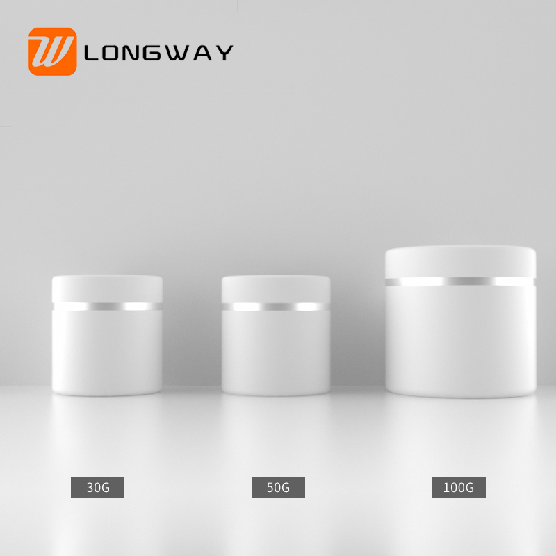 White cosmetic 30ml 1 oz frosted plastic double wall scrub body cream jar 100g 50g for hair butter container