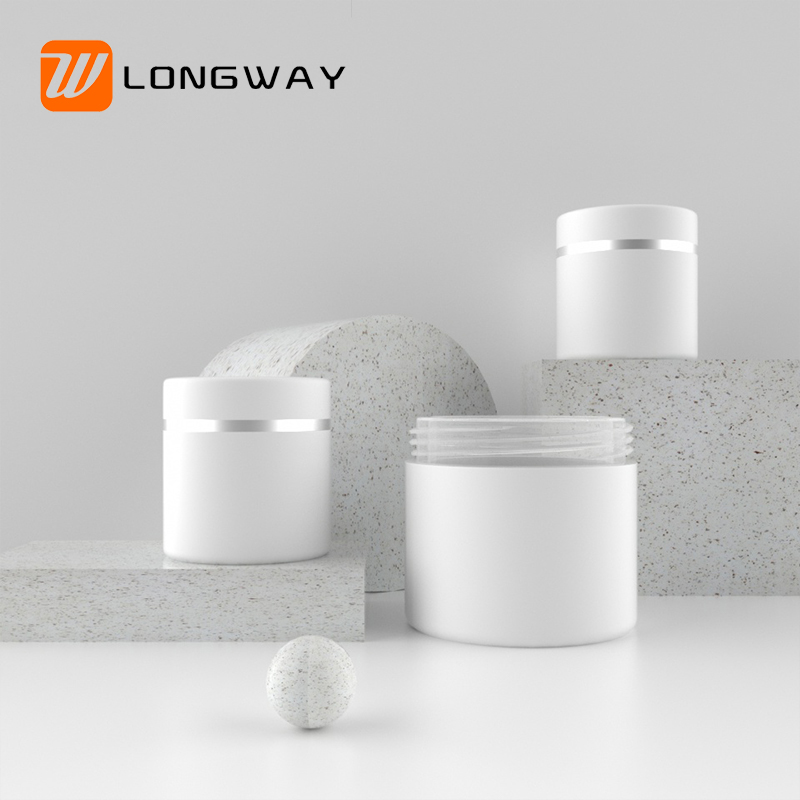 White cosmetic 30ml 1 oz frosted plastic double wall scrub body cream jar 100g 50g for hair butter container
