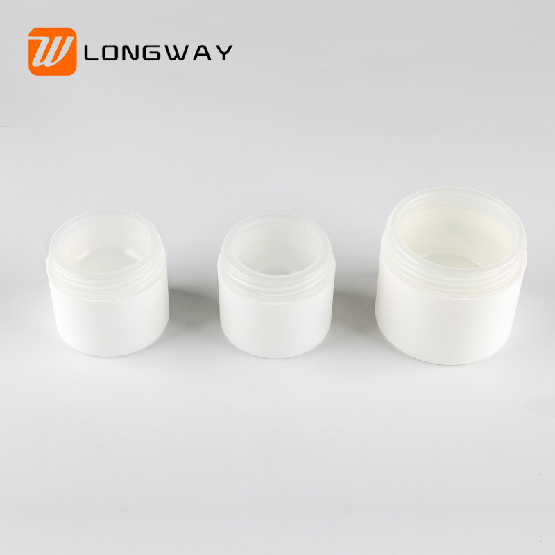 White cosmetic 30ml 1 oz frosted plastic double wall scrub body cream jar 100g 50g for hair butter container