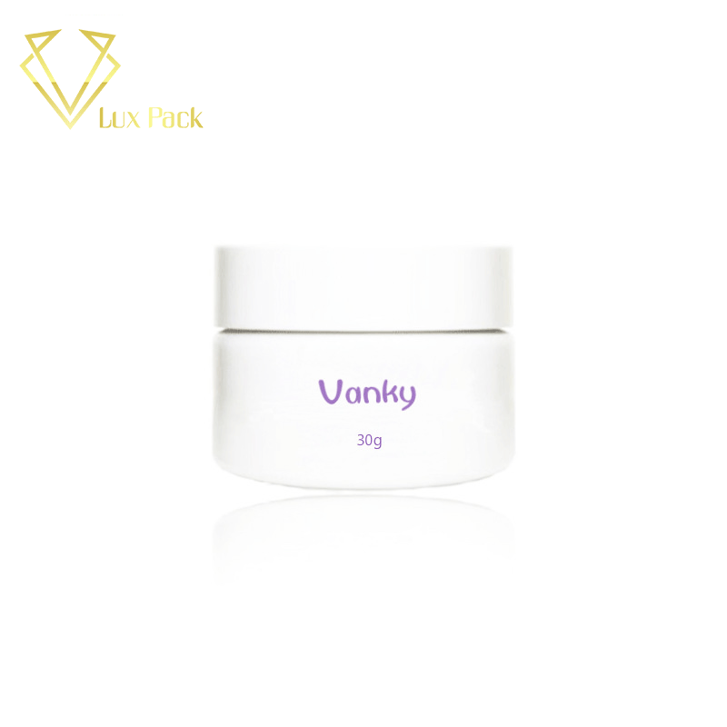 White cosmetic jar 50ml printed jars