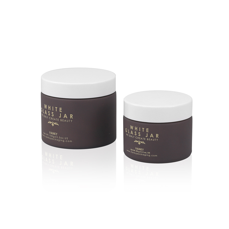 White frosted cosmetic white glass jar cosmetics