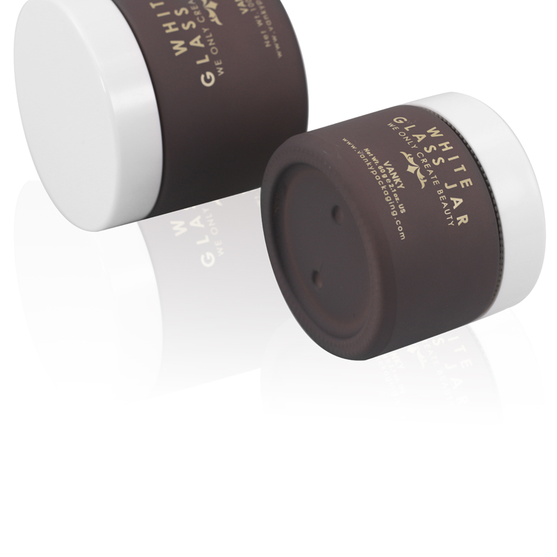 White frosted cosmetic white glass jar cosmetics