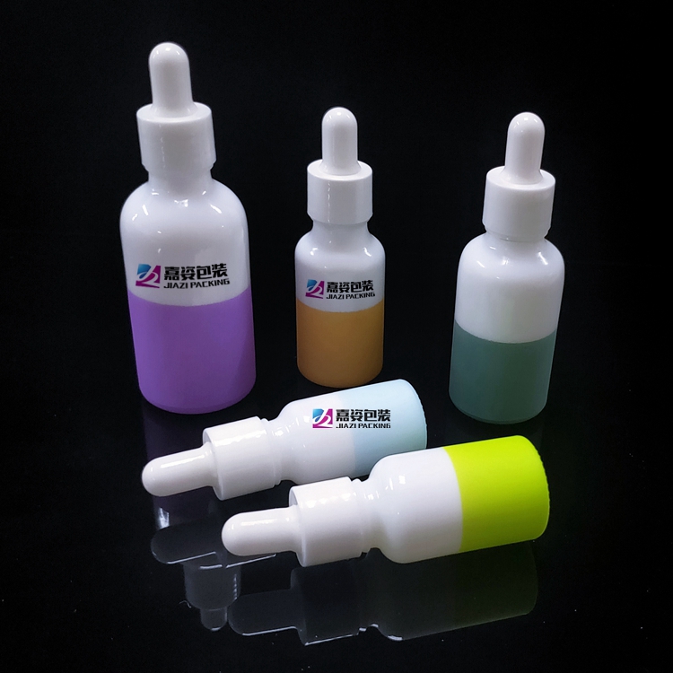White glass cosmetic facial serum 30ml opal white glass bottle