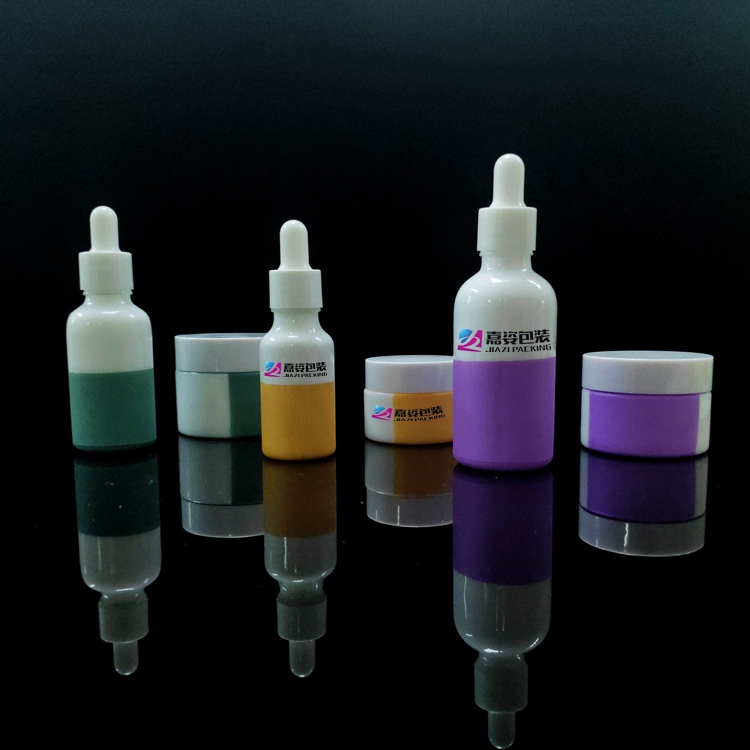White glass cosmetic facial serum 30ml opal white glass bottle