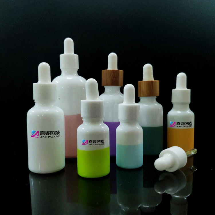 White glass cosmetic facial serum 30ml opal white glass bottle