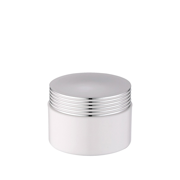 White glass cosmetic packaging with silver aluminum lid 30g 50g 100g ceramic jars with lids for facial cream