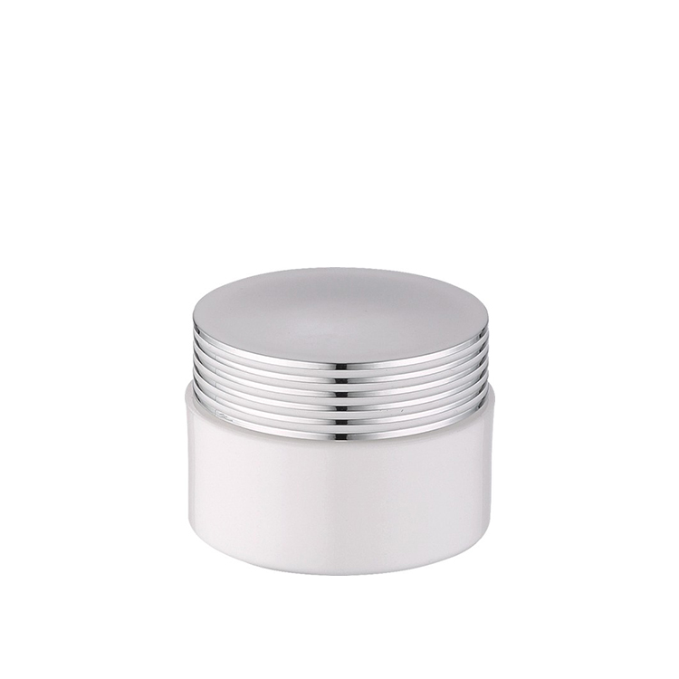 White glass cosmetic packaging with silver aluminum lid 30g 50g 100g glass jar metal lid