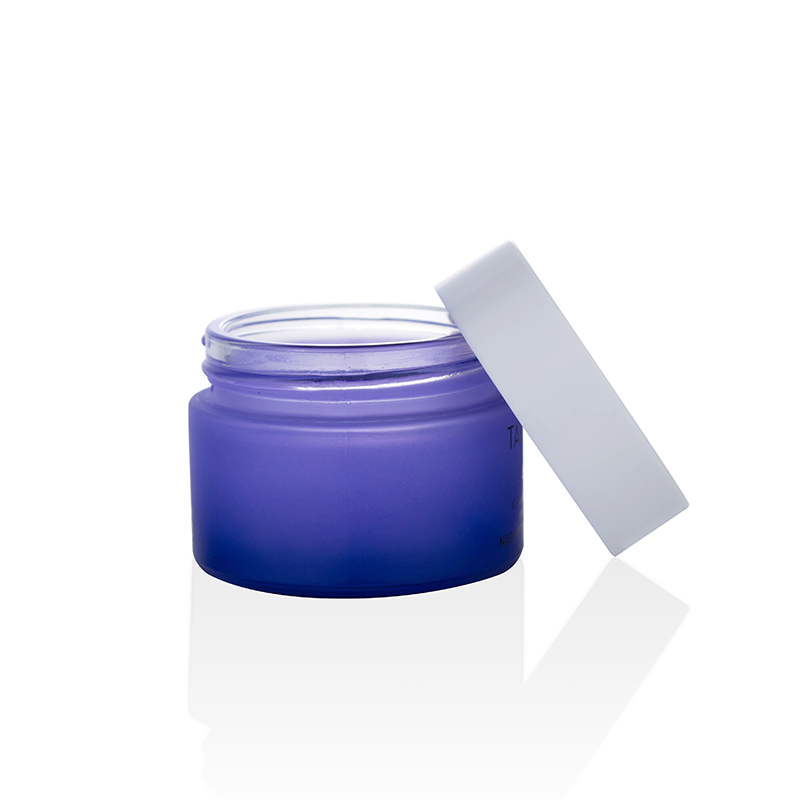 White glass cosmetic packaging with silver aluminum lid 30g 50g 1oz 2oz cream jar glass 100g cosmetic jar glass white lid