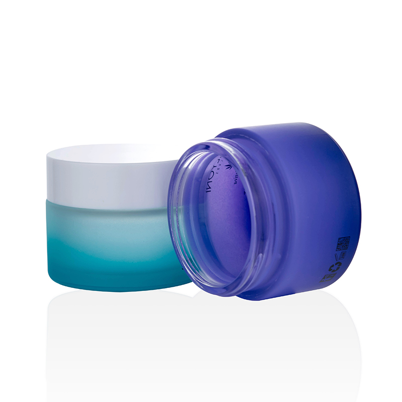 White glass cosmetic packaging with silver aluminum lid 30g 50g 1oz 2oz cream jar glass 100g cosmetic jar glass white lid