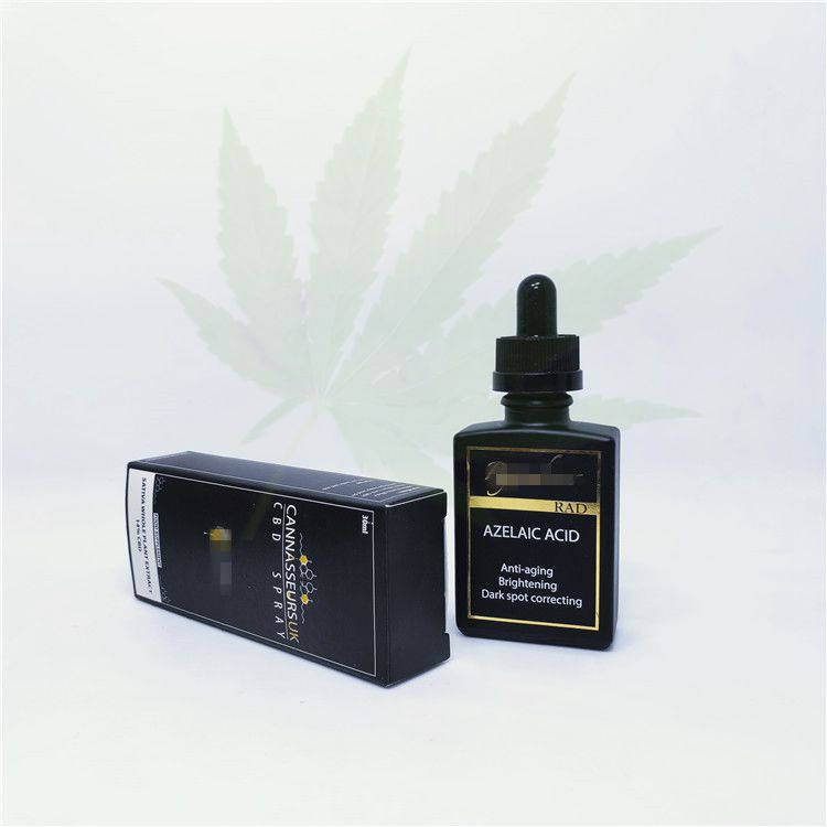 White glass dropper bottle hemp material packaging with custom gift box