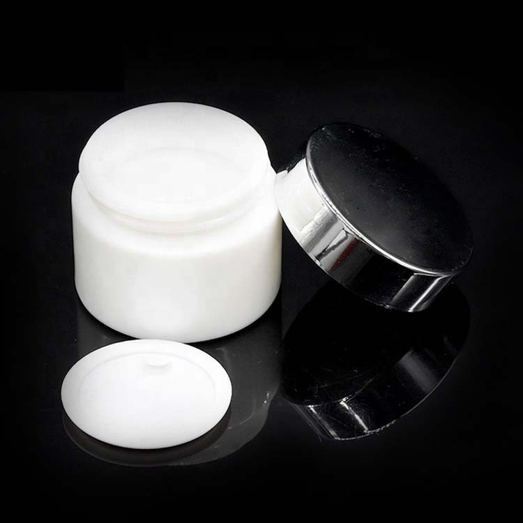 White glass porcelain cosmetic glass cream jars & bottles container and packaging with gold lid 5g 15g 30g 50g 60g 100g 1oz 2oz