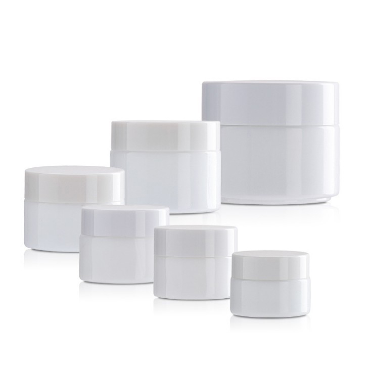 White glass porcelain cosmetic glass cream jars & bottles container and packaging with gold lid 5g 15g 30g 50g 60g 100g 1oz 2oz