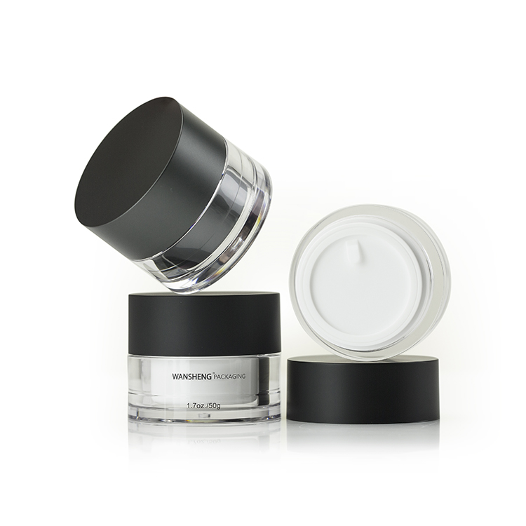 White/green/black/pink Plastic Cosmetic PETG Cream Jar Recycling and Eco-friendly WKF-50g Wansheng