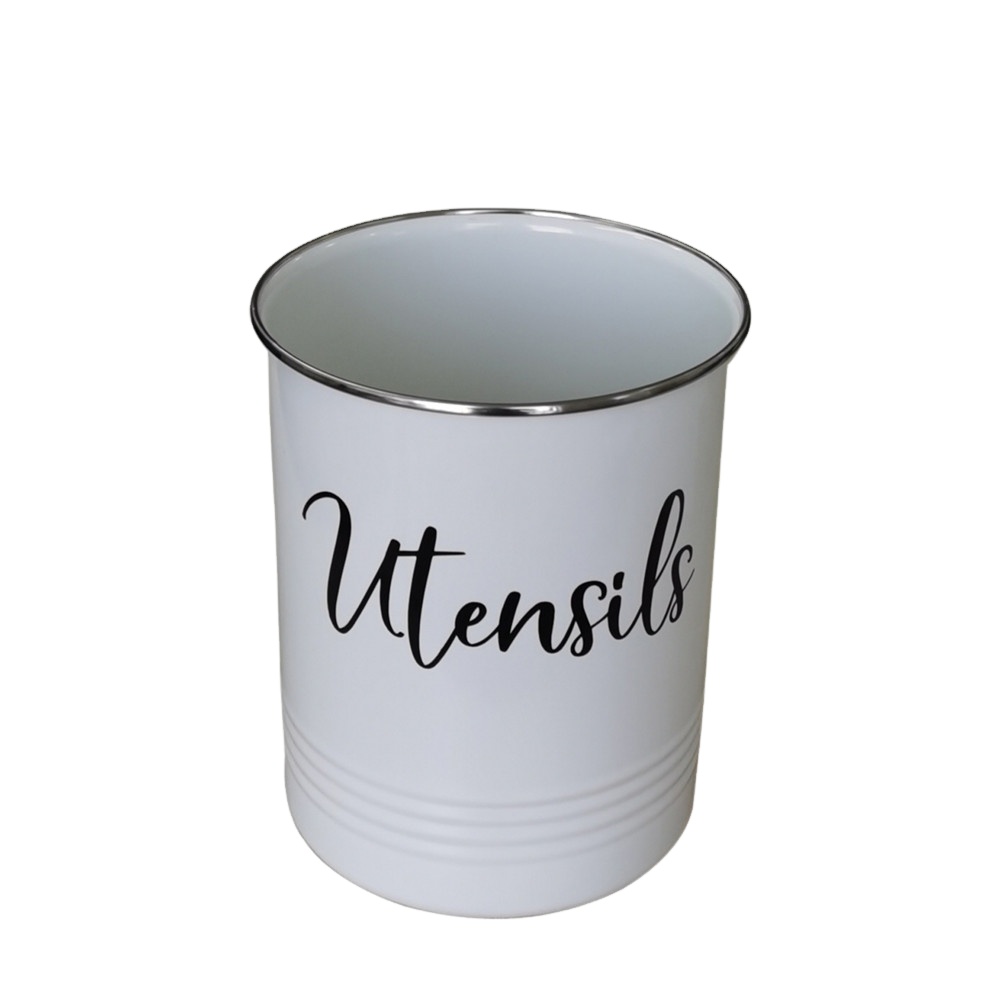 White kitchen stainless steel tableware can kitchen decoration stainless steel edge tableware table top storage can