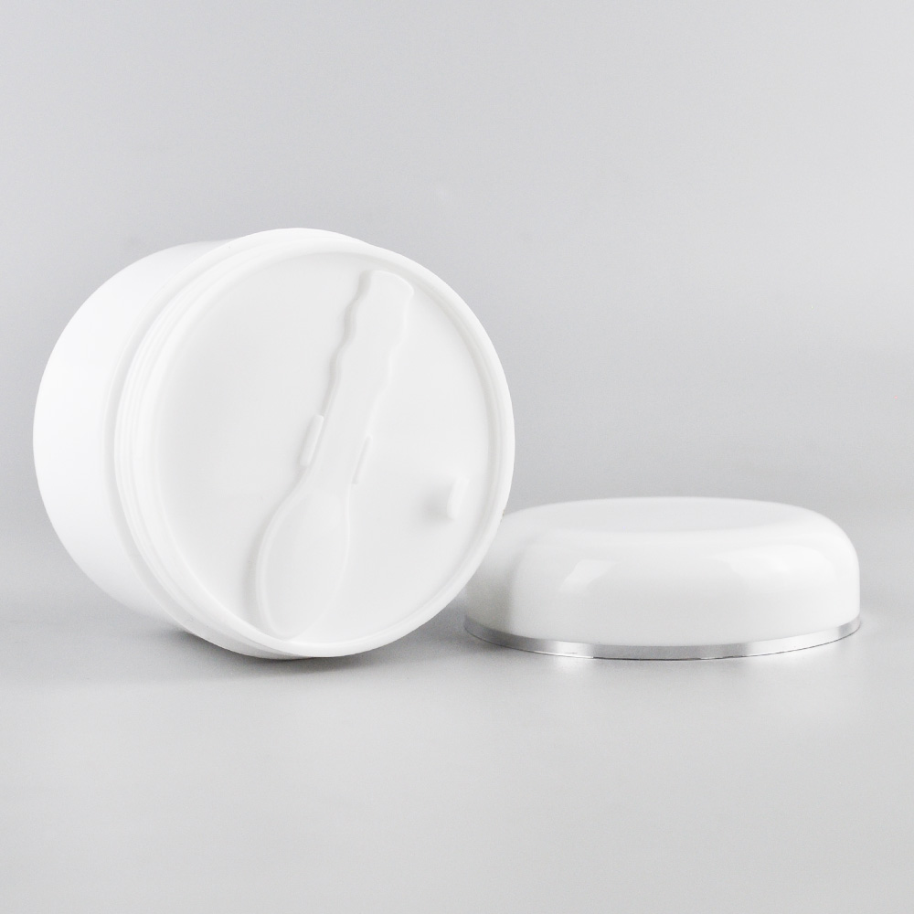 White plastic cosmetic double walled jar 200 ml 100 ml with gift box for face cream
