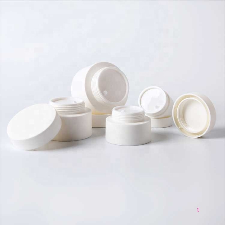 White plastic cosmetic packaging  cream jar set