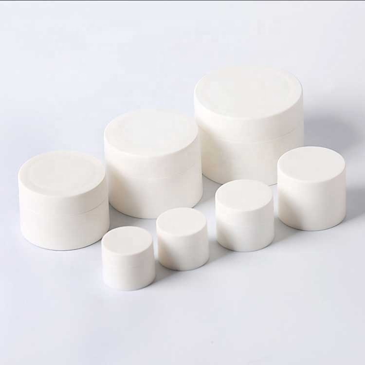 White plastic cosmetic packaging cream jar set