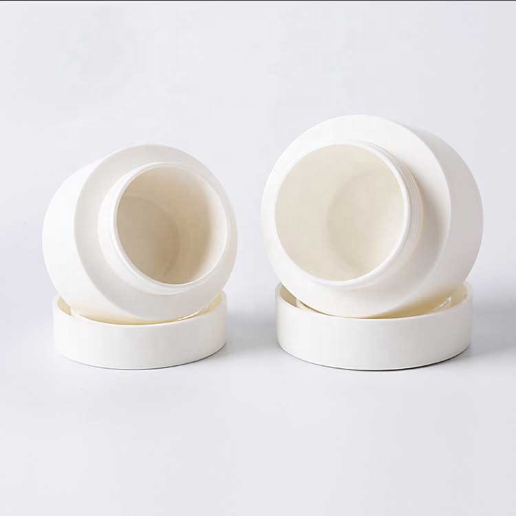 White plastic cosmetic packaging cream jar set