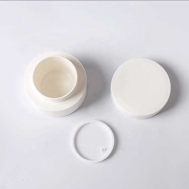 White plastic cosmetic packaging cream jar set