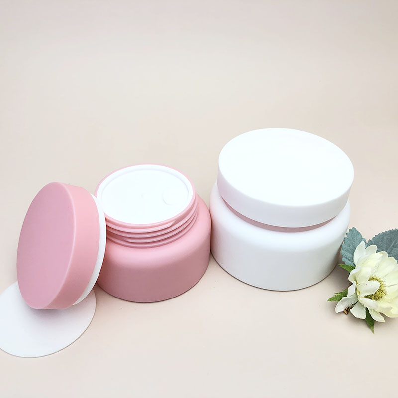 White round shape plastic container cosmetic jar white cream plastic container jar plastic bottles jars