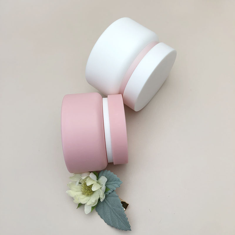White round shape plastic container cosmetic jar white cream plastic container jar plastic bottles jars