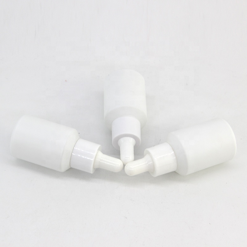White wholesale empty dropper glass bottle in 30 ml with white cap/lid for serum liquid