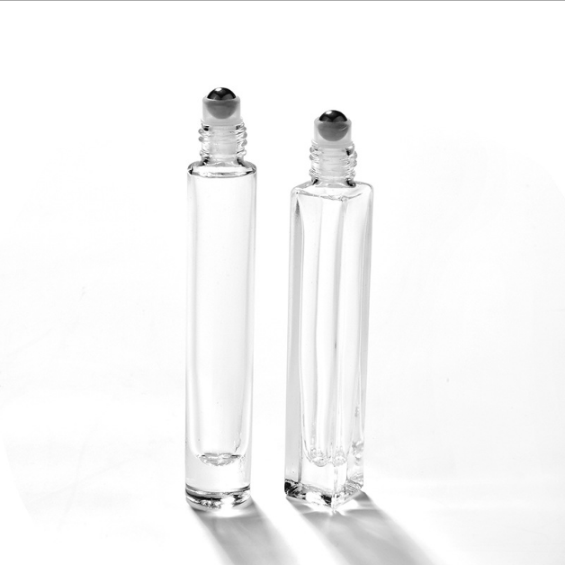 Whole 10ml for Essential Oil Bottle Clear Round Thick Bottom Refillable Glass Bottle with Metal Roller Balls