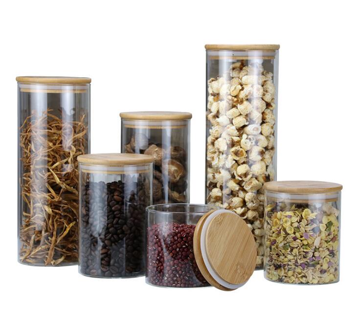 Whole Borosilicate Glass Jars Kitchen Storage Containers With Airtight Lid Serving For Nuts Tea Coffee Sugar Candy