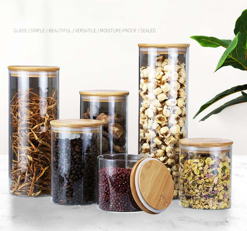 Whole Borosilicate Glass Jars Kitchen Storage Containers With Airtight Lid Serving For Nuts Tea Coffee Sugar Candy