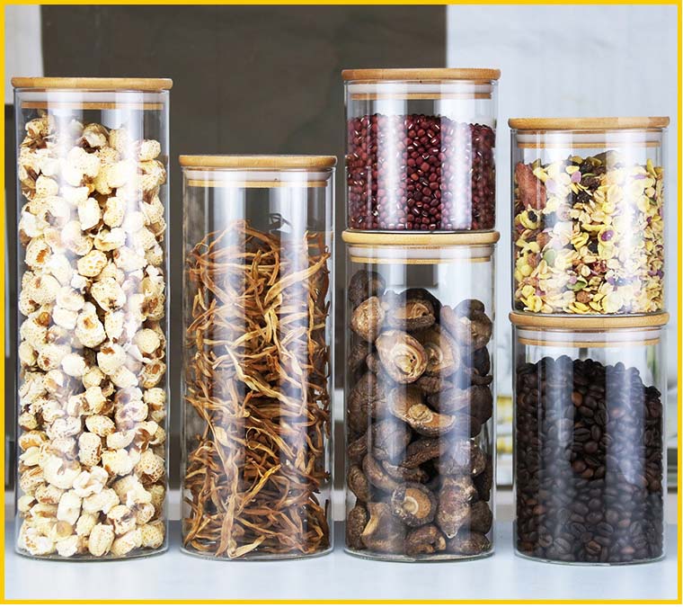 Whole Borosilicate Glass Jars Kitchen Storage Containers With Airtight Lid Serving For Nuts Tea Coffee Sugar Candy