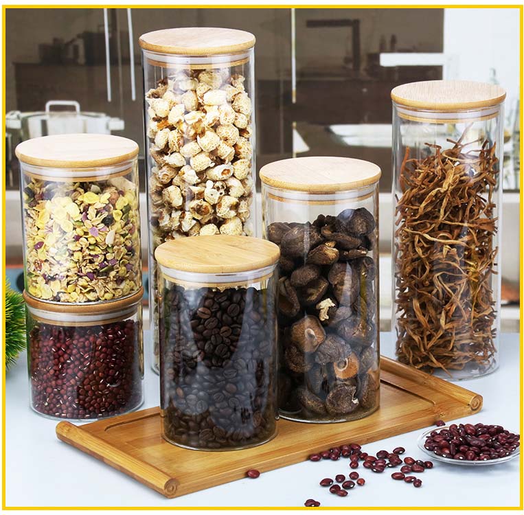 Whole Borosilicate Glass Jars Kitchen Storage Containers With Airtight Lid Serving For Nuts Tea Coffee Sugar Candy