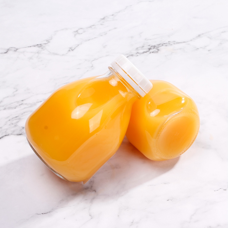 Whole Sale Clear Glass Empty Bottle For Juice Beverage Glass With Black Tamper Evidence Screw Lids