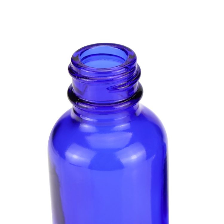Wholesale 1/2 1 2 4 8 16 32oz empty cosmetic blue boston round glass bottles with black cap and dropper for cbd essential oil