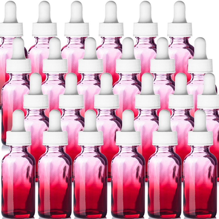 Wholesale 1/2 oz 1 oz 2 oz 4 oz Uv Matte Purple Colorful Cap Essential Oil Boston Round Glass Dropper Bottle