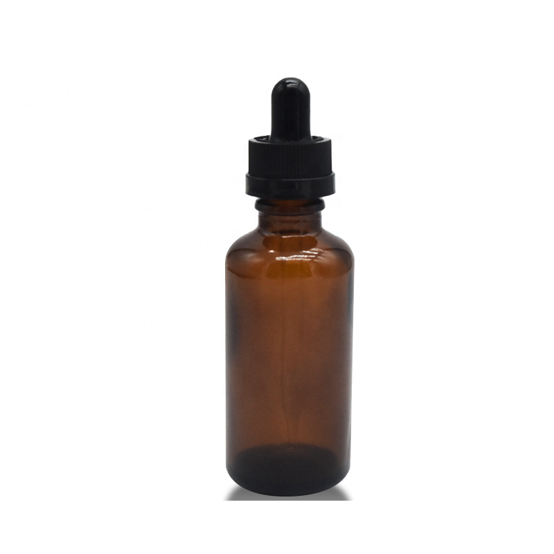Wholesale 1/2oz 1oz 15ml 30ml shoulder silver push button pump cosmetic dropper glass bottle with push dropper