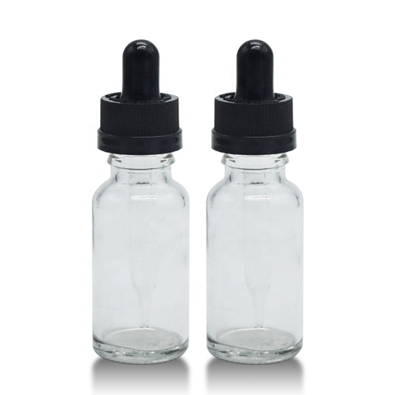 Wholesale 1/2oz 1oz 15ml 30ml shoulder silver push button pump cosmetic dropper glass bottle with push dropper