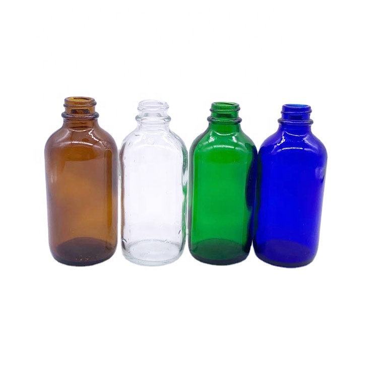 Wholesale 1/2oz 1oz 2oz 4oz 8oz 16oz 32oz Amber Boston Round Essential Oil Glass Bottle G.P.I Top Finish