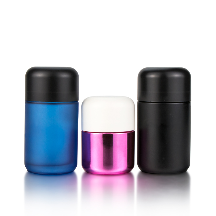 Wholesale 1.7oz 50ml 70ml uv colored CBD crc cap wide mouth hemp childproof weed glass jars with childproof cap