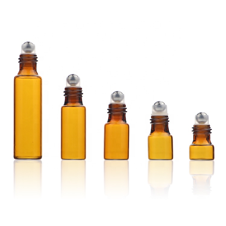 Wholesale 1 ml 2 ml 3 ml 5 ml 10 ml Round Amber Clear Glass Perfume Essential Oil Roller Bottles