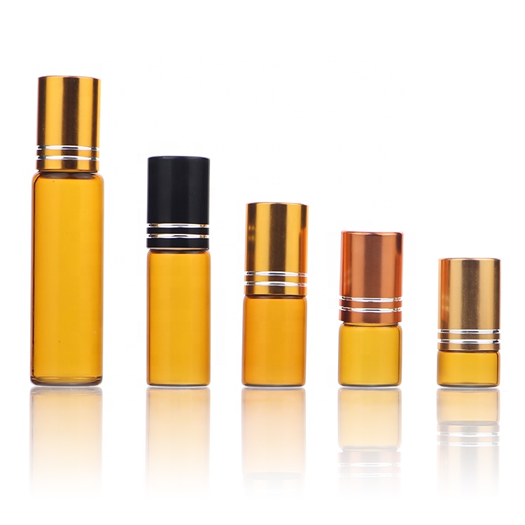 Wholesale 1 ml 2 ml 3 ml 5 ml 10 ml Round Amber Clear Glass Perfume Essential Oil Roller Bottles