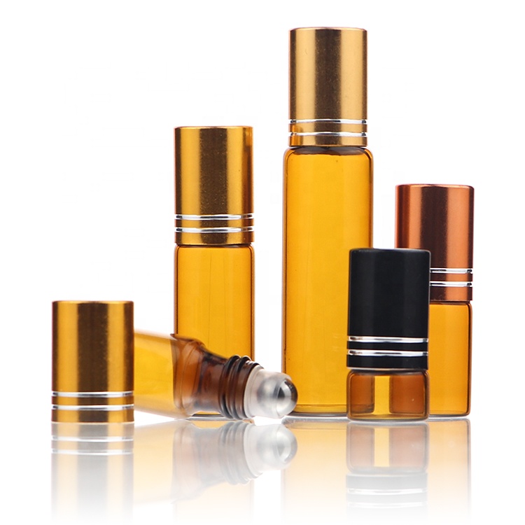 Wholesale 1 ml 2 ml 3 ml 5 ml 10 ml Round Amber Clear Glass Perfume Essential Oil Roller Bottles