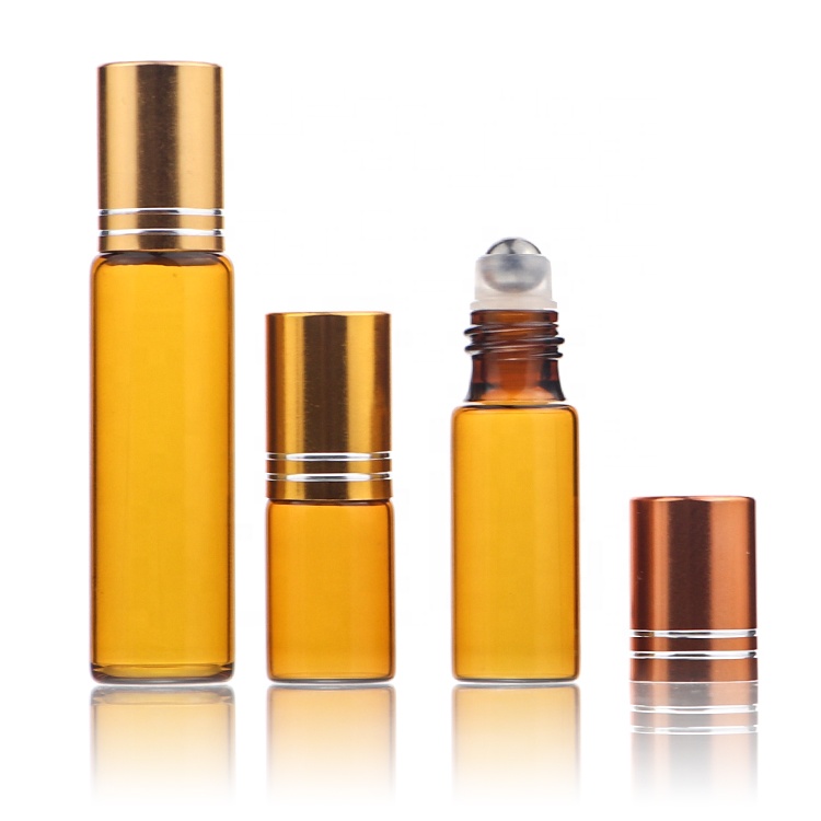 Wholesale 1 ml 2 ml 3 ml 5 ml 10 ml Round Amber Clear Glass Perfume Essential Oil Roller Bottles
