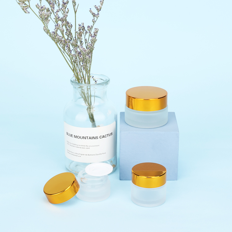 Wholesale 10 15 20 30 50 gram clear skincare cosmetic jars thick face cream glass jar with round caps