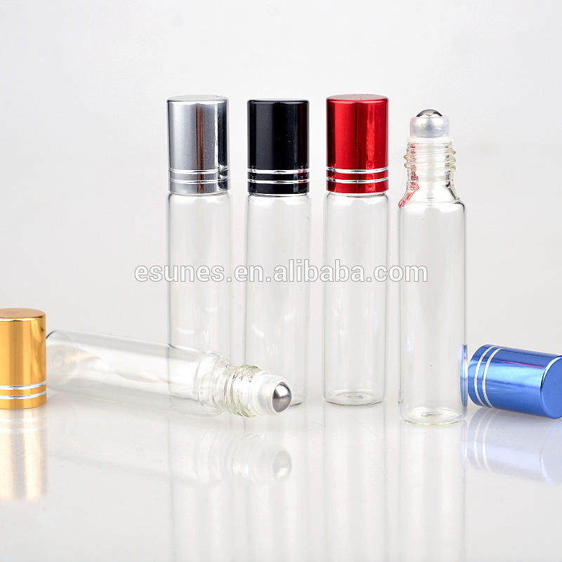 Wholesale 10 Ml Portable Empty Transparent Glass Essential Oil Roller bottle