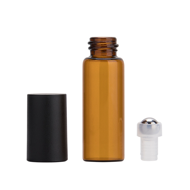 Wholesale 10 ml amber roller bottles with Metal Roll On Inserts Silver Caps