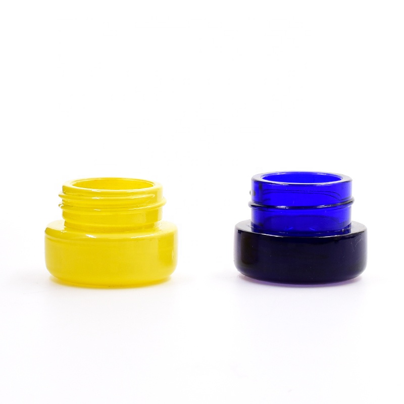 Wholesale  10 ml dark blue round straight side eye cream cosmetic packing  glass jar with plastic child proof lid.