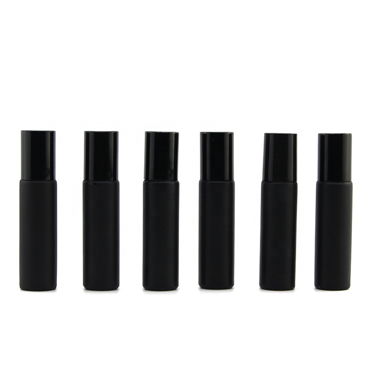 Wholesale 10 ml matte black roller glass bottle essential oil perfume glass roller bottles
